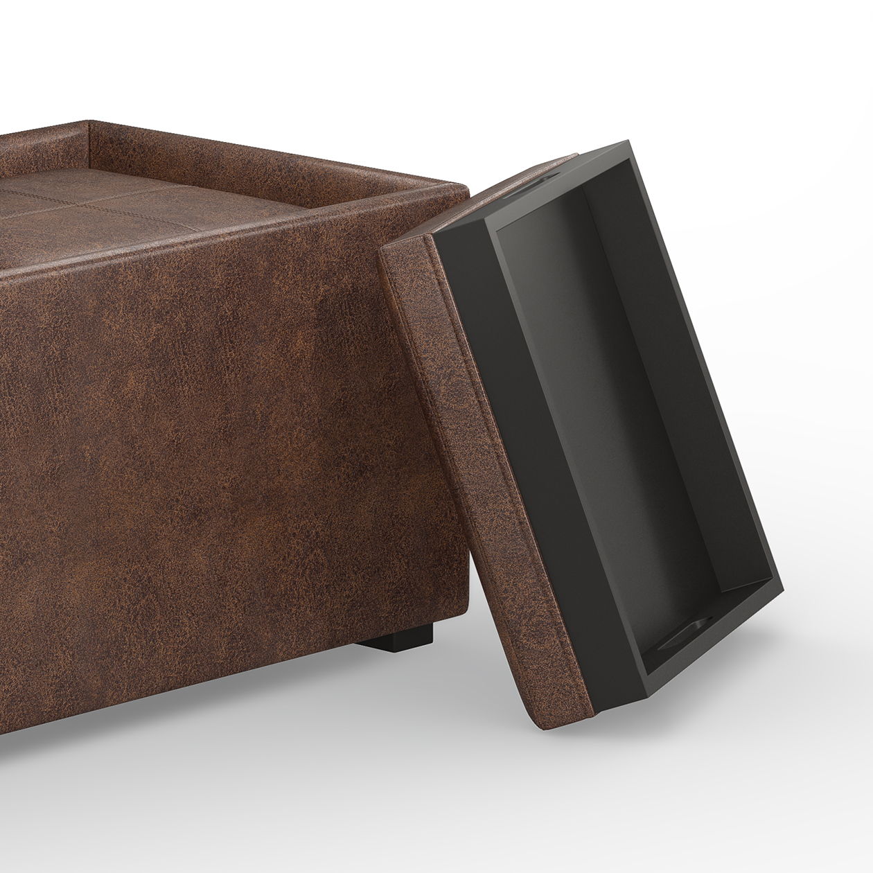 Avalon - 5 Piece Storage Ottoman - Distressed Chestnut Brown