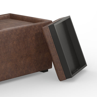 Avalon - 5 Piece Storage Ottoman - Distressed Chestnut Brown