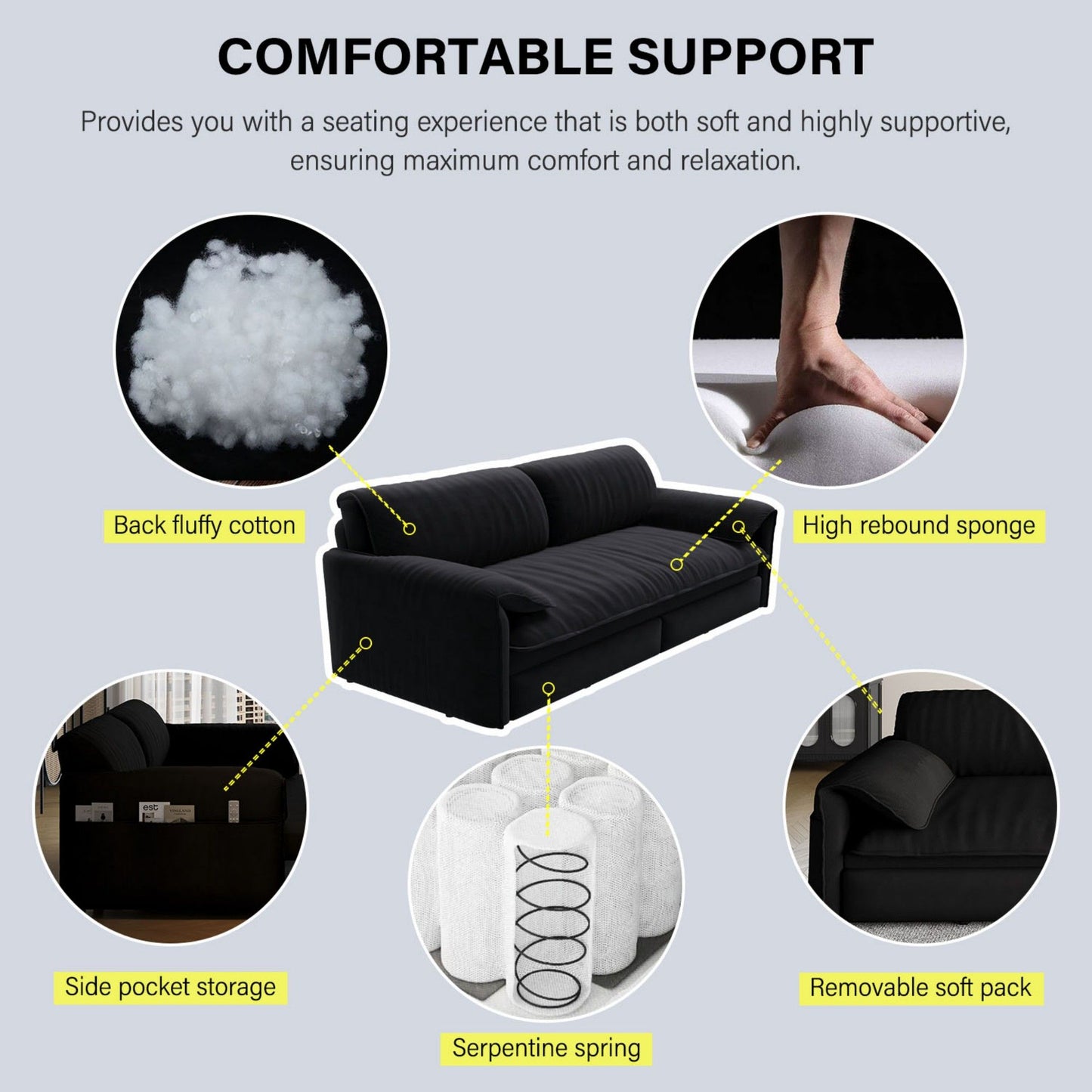 Queen Pull Out Sofa Bed, 3 In 1 Convertible Sleeper Sofa With Side Storage Multifunctional Velvet Loveseat Bed For Living Room - Black