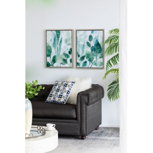 Framed Printed Acrylic Decorative Wall Art, Wall Decor For Living Room (Set of 2) - White / Green