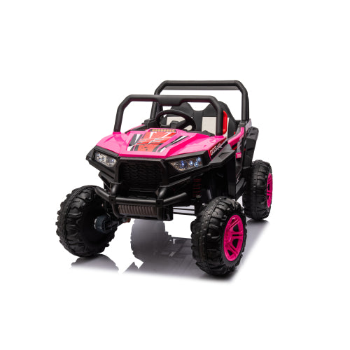 12V7A*1 30W*4 Four-Wheel Drive Leather Seat One Button Start, Forward And Backward, High And Low Speed, Music, Front Light, Power Display, Two Doors Can Open, 2.4G R / C, Seat Belt Four Wheel Absorber - Pink