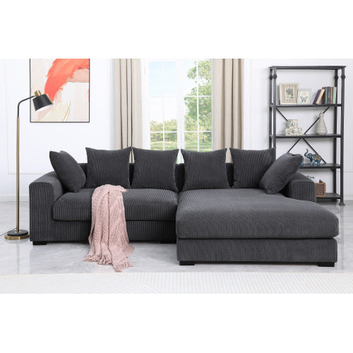 Naomi - 3 Piece Upholstered Sectional - Dark Gray