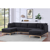 Hallie - Wide Sherpa Double Chaise U-Shape Sectional Sofa - Black