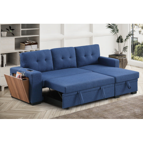 3 Piece Upholstered Sleeper Sofa - Blue