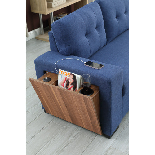 3 Piece Upholstered Sleeper Sofa - Blue