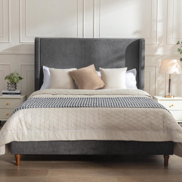 Harper - Tall Headboard Upholstered Bed With High Headboard - Gray
