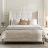 Peyton - Queen Bed Upholstered With High Headboard, Traditional Hand Buttoned Tufting - Ivory Velvet