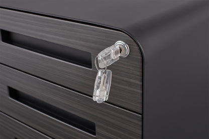 3 Drawer Mobile File Cabinet Under Desk Office, Simple Style Versatile Storage Cabinet, 5 Wheel Design Anti-Tilting Cold Rolled Steel Waterproof Moisture-Proof - Black