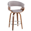 Vintage Mod - Mid-Century Modern Fixed Height Counter Stool With Swivel With Round Footrest (Set of 2) - Walnut / Stone