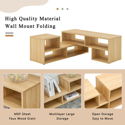 2 Piece Cube TV Stand And L Shaped Entertainment Center With Open Storage And 2 Shelves - Burly Wood