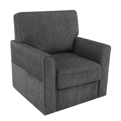 360 Degree Swivel Chair Accent Barrel Armchair With Side Pockets, Compact Design For Living Room, Bedroom, Office - Gray
