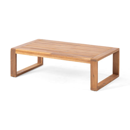 Paloma - Loveseat And Coffee Table Set With Adirondack Design Acacia Wood And Waterproof Fabric - Teak / Beige