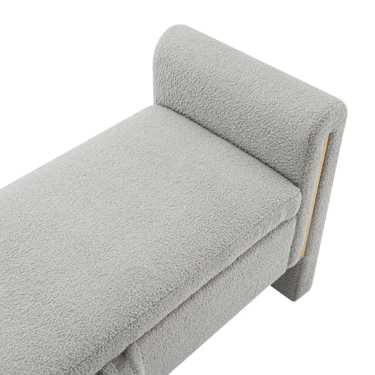 Modern Teddy Bed End Bench With Arms And Storage, Upholstered Large Foot Rest Stool, Comfy Window Vanity Bench For Living Room, Dorm, Coffee Table, Teddy - Gray