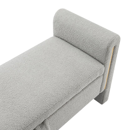 Modern Teddy Bed End Bench With Arms And Storage, Upholstered Large Foot Rest Stool, Comfy Window Vanity Bench For Living Room, Dorm, Coffee Table, Teddy - Gray