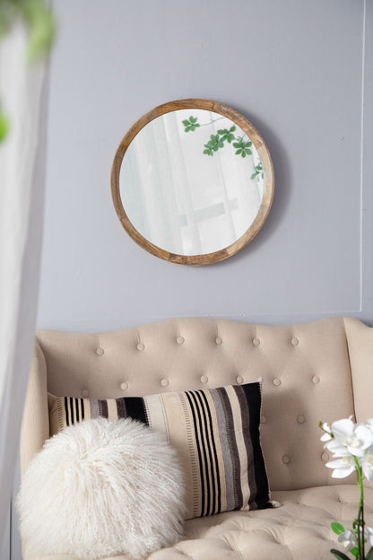 Transitional Decor Style Mango Wood Wall Mirror Wall Decor With Frame Of Solid Mango Wood For Bathroom, Entryway Console Lean Against Wall - Natural