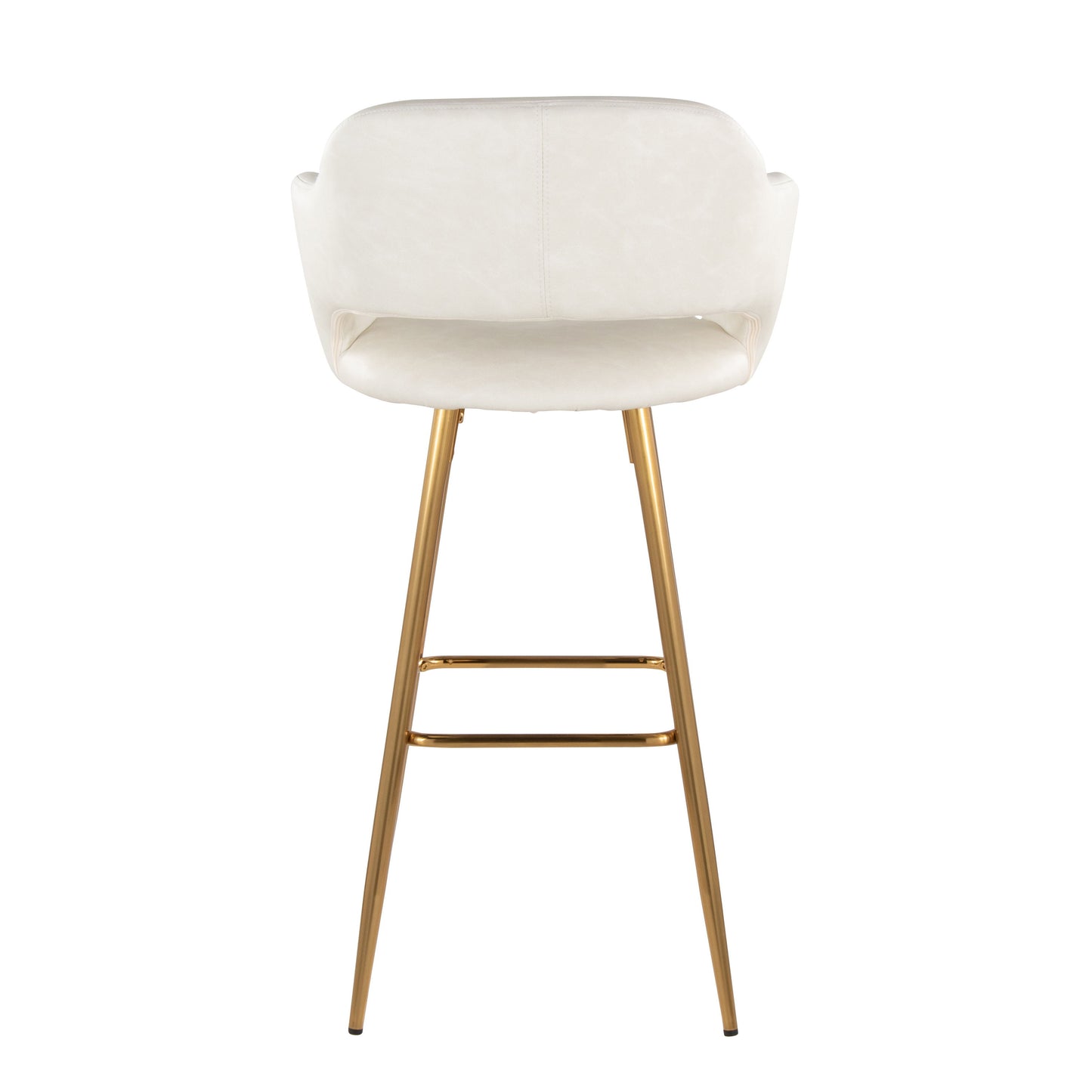 Margarite - Contemporary Fixed Height Barstool With Square Footrest (Set of 2) - Gold / Cream