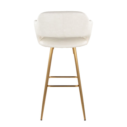 Margarite - Contemporary Fixed Height Barstool With Square Footrest (Set of 2) - Gold / Cream