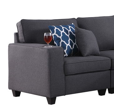 Cooper - 5 Seater Sofa With Cupholder - Dark Gray