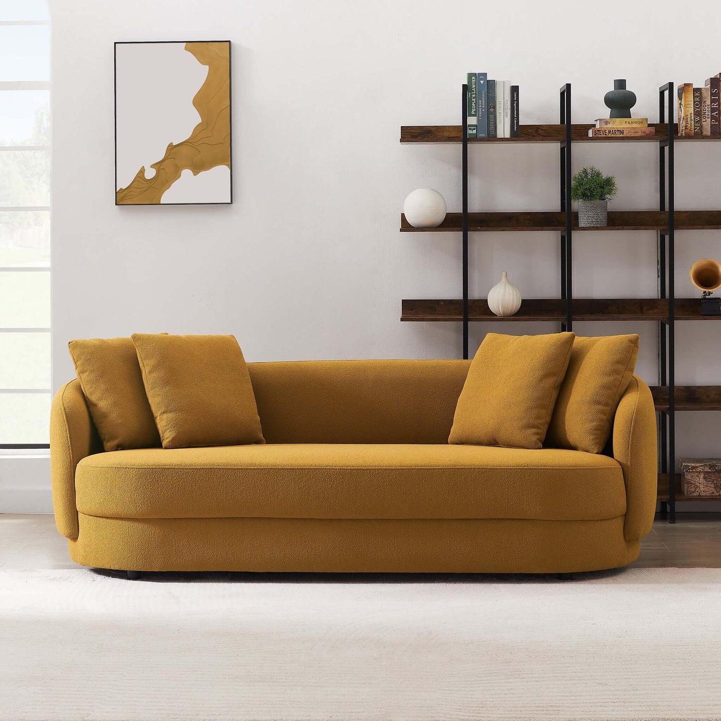 Dylan - Modern French Boucle Sofa - Dark Yellow