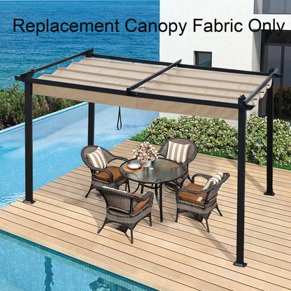 Replacement Canopy Top Cover Fabric For 13 x 10 Ft Outdoor Patio Retractable Pergola Sun-Shelter Canopy - Khaki