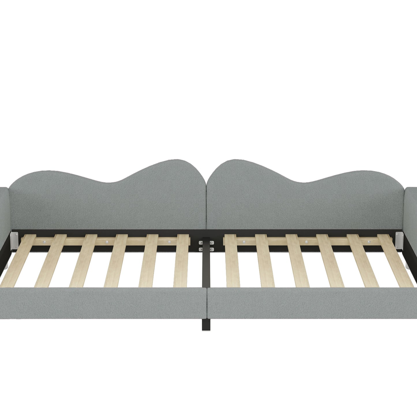 Twin Size Upholstered Daybed, Sherpa Fabric Sofabed With Cloud-Shaped Backrest, No Box - Spring Needed - Gray