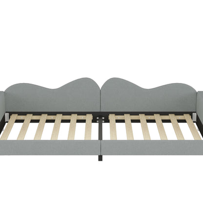 Twin Size Upholstered Daybed, Sherpa Fabric Sofabed With Cloud-Shaped Backrest, No Box - Spring Needed - Gray