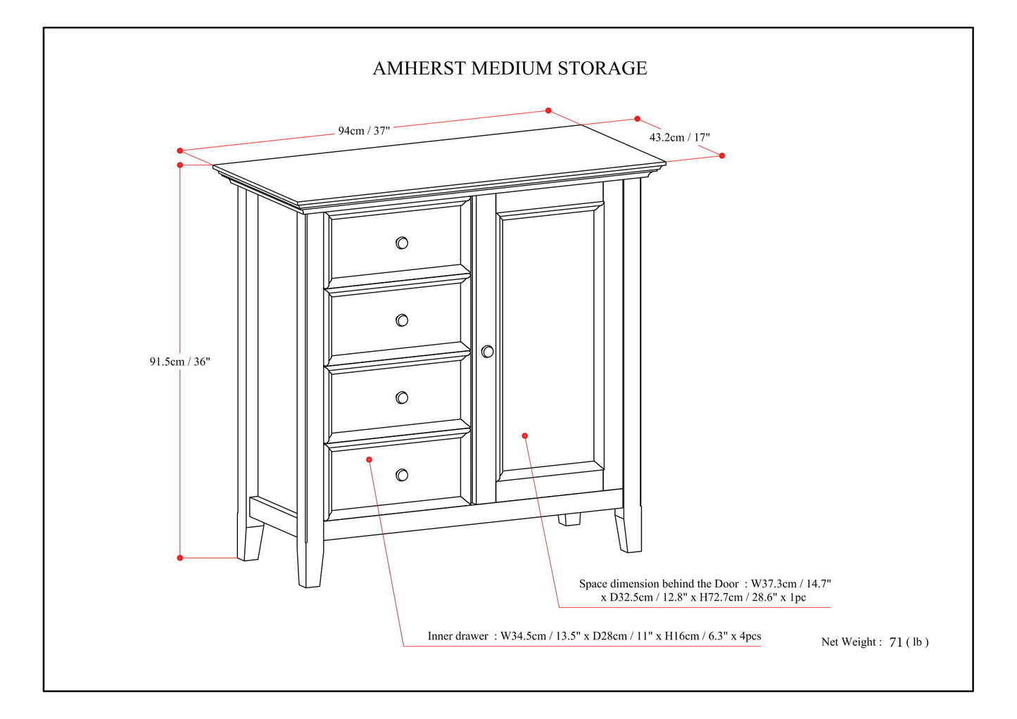 Amherst - Medium Storage Cabinet - Hickory Brown