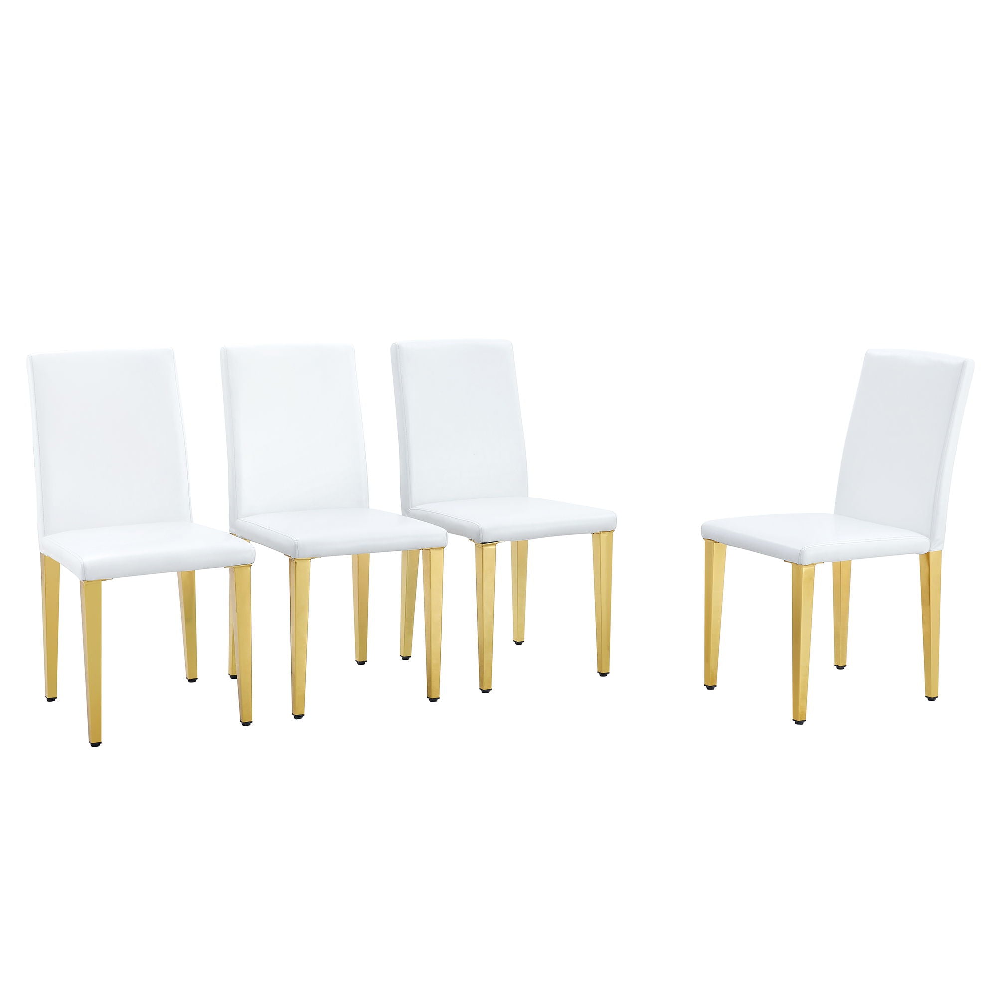 (Set of 4) Backrest Chairs With Gold Metal Legs A Perfect Match, Suitable For Minimalist And Contemporary Home Decor Styles - White / Gold