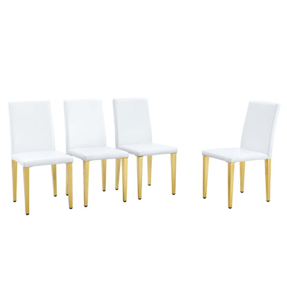 (Set of 4) Backrest Chairs With Gold Metal Legs A Perfect Match, Suitable For Minimalist And Contemporary Home Decor Styles - White / Gold