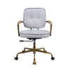 Siecross - Vintage Top Grain Leather Office Chair - Antique White / Gray
