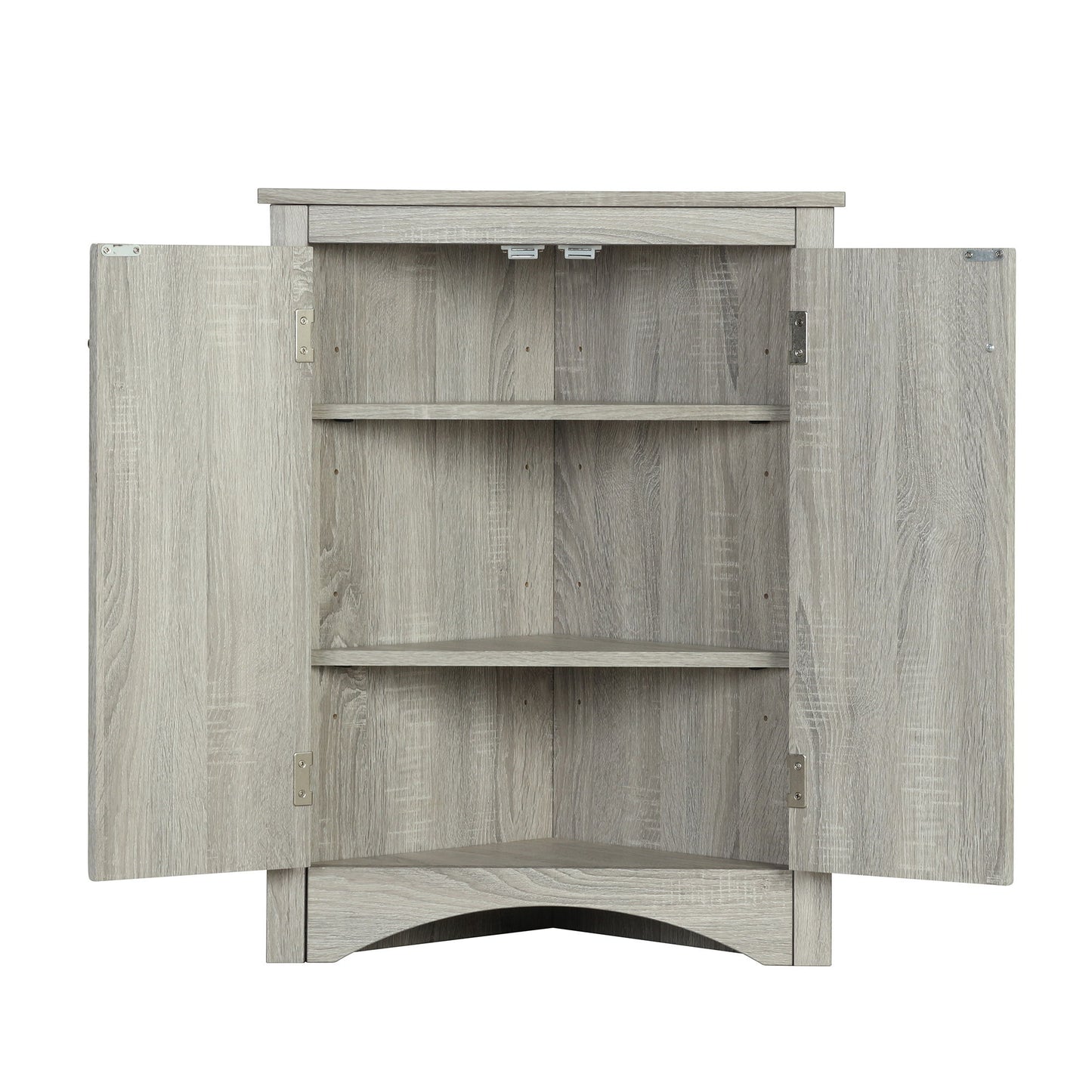 Triangle Bathroom Storage Cabinet With Adjustable Shelves, Freestanding Floor Cabinet For Home Kitchen - Oak
