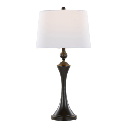 Flint - Contemporary Table Lamp Built In USB Port (Set of 2) - Oil Rubbed Bronze - White