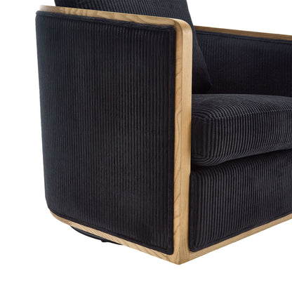 Swivel Barrel Chair, Comfortable Accent Sofa Chair, 360 Degree Swivel - Black