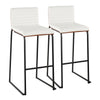 Mason Mara - Contemporary Fixed Height Barstool (Set of 2) - Black / Walnut / White