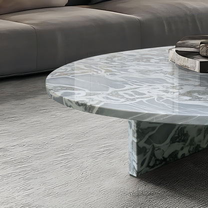 Natural Marble Coffee Table With Polished Surface For Living Room - Blue / Gray