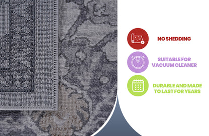 Marfi - 5' X 7' Oriental Area Rug - Gray / Silver
