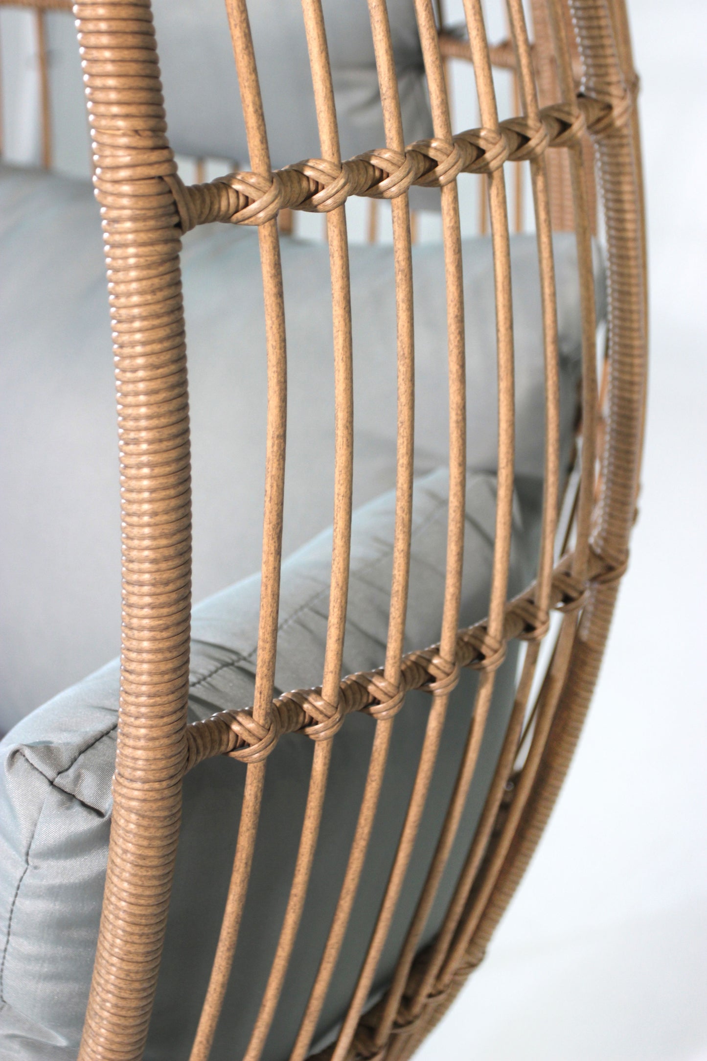 Outdoor Garden Wicker Egg Chair And Footstool Patio Chaise, With Cushions, Outdoor Indoor Basket Chair - Blue / Neutral