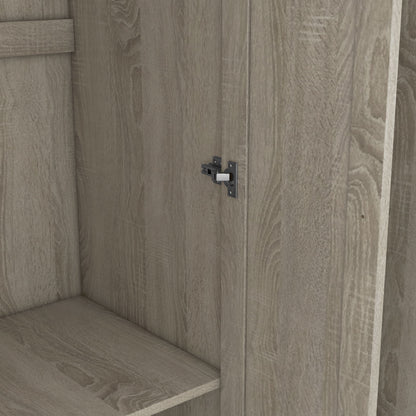3 Door Shutter Wardrobe With Shelves - Gray