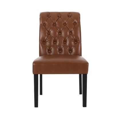 Broxton - Tuft Dining Rolltop Chair (Set of 2), Contemporary Design - Light Brown