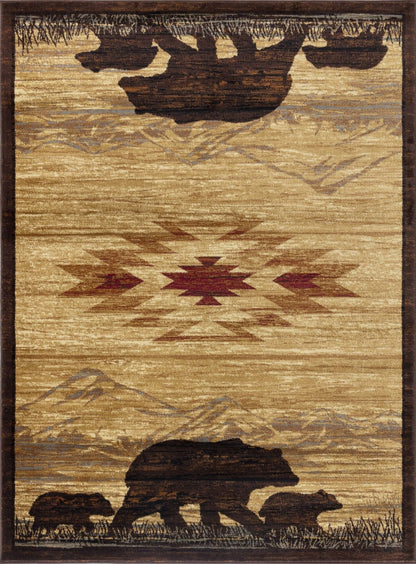 Nature's Nest - 7'10" X 10'3" Lodge Area Rug - Multi / Beige