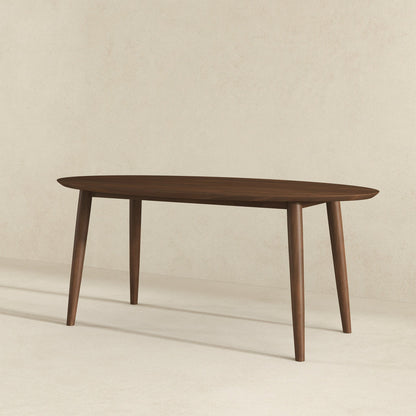 Ada - Mid-Century Modern Style Oval Dining Table - Brown