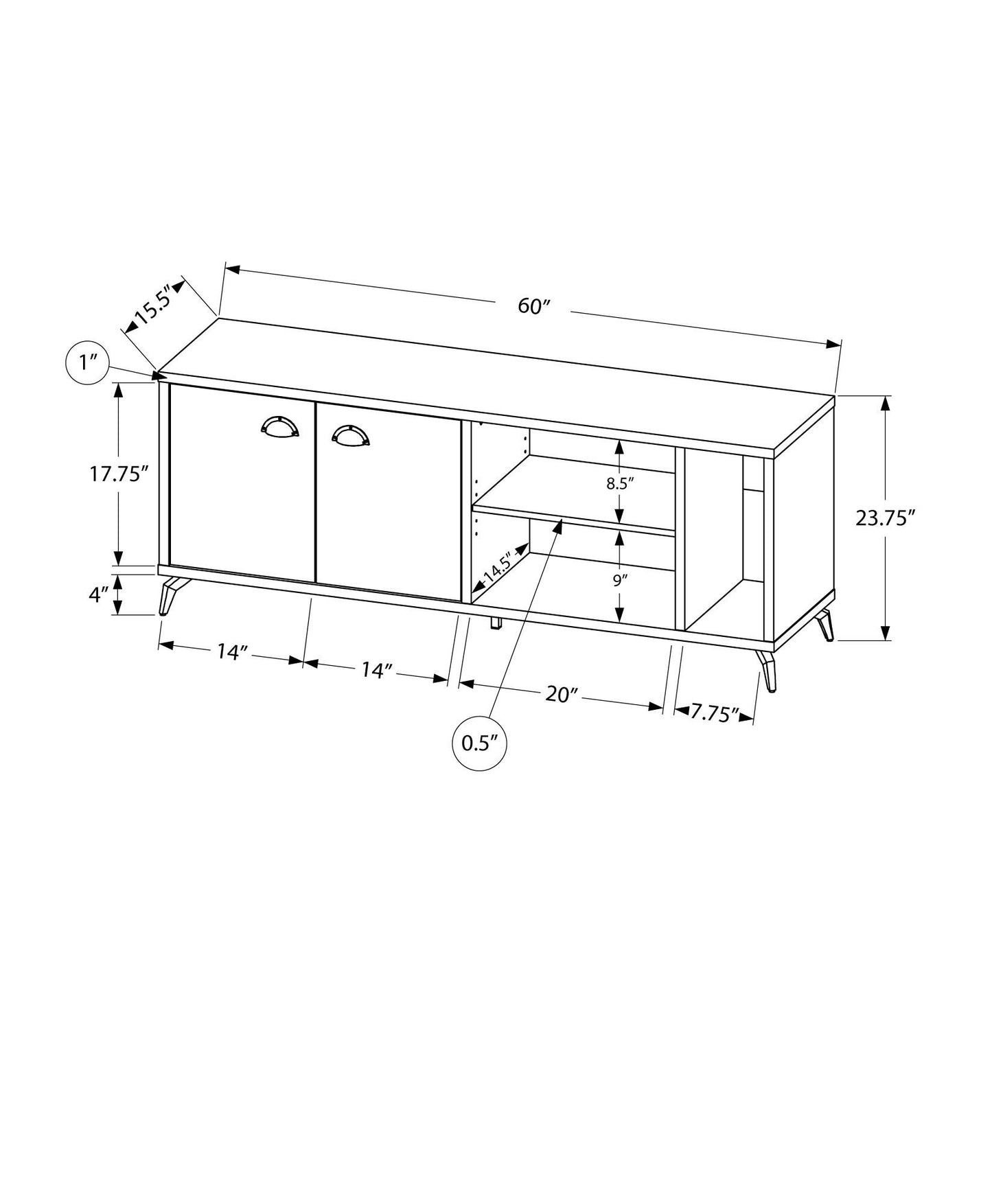 TV Stand, Console, Media Entertainment Center, Storage Cabinet, Contemporary And Modern - Gray