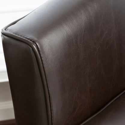 Faux Leather Club Chair With Curved Backrest - Brown