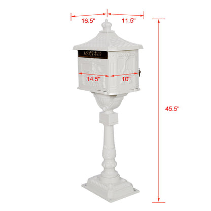 Cast Aluminum Mail Box, Postal Box, Mailbox - White