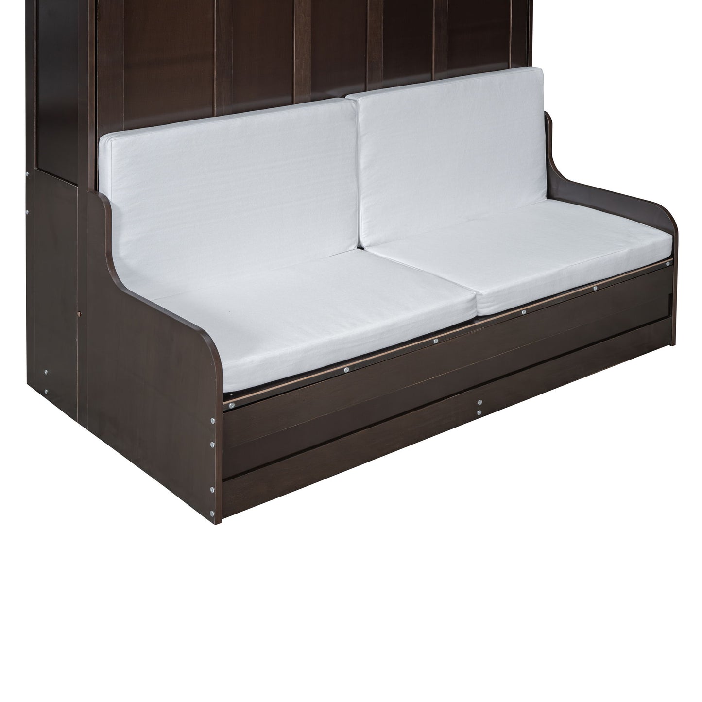 Queen Size Murphy Wall Bed With Cushion, Space Saving Design, And Construction - Espresso