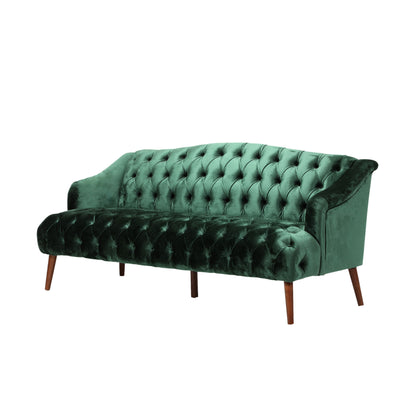 Comfy 3 Seat Sofa With Wooden Legs, For Living Room And Study - Emerald