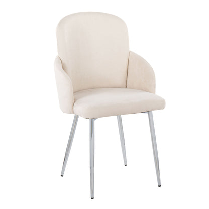 Dahlia - Contemporary Dining Chair (Set of 2) - Cream / Chrome