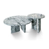 Luxury Natural Marble Coffee Table Set With Metal Base For Living Room - Blue / Gray