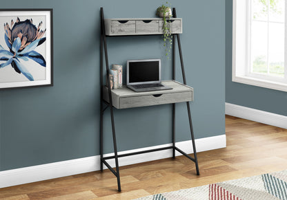 Computer Desk For Home Office, Laptop, Leaning, Storage Drawers, Contemporary & Modern - Gray