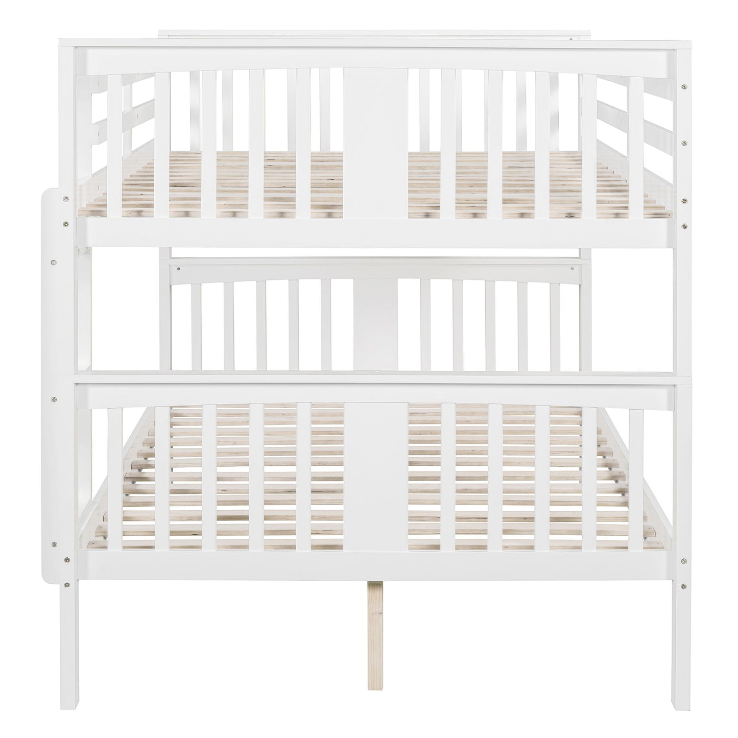 Full Over Full Bunk Bed With Ladder For Bedroom - White